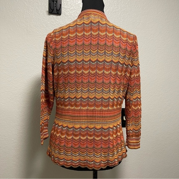 Ruby Rd. Multicolor Striped Scalloped Bottom Women's Boho Cardigan Size Small - Picture 7 of 8
